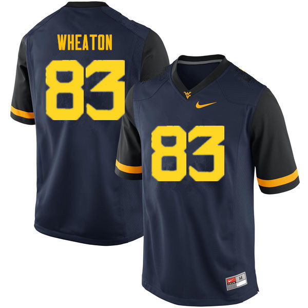 Men #83 Bryce Wheaton West Virginia Mountaineers College Football Jerseys Sale-Navy - Click Image to Close